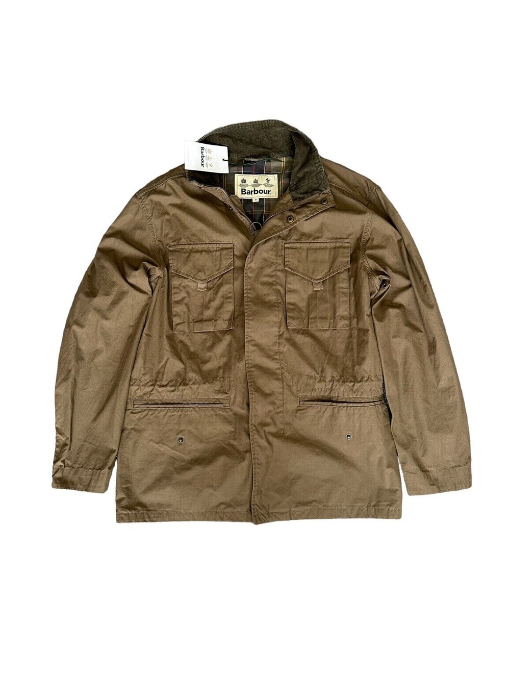 Barbour Peterkin Casual Stone Brown Tan Button Zip Jacket Men’s Size Medium New